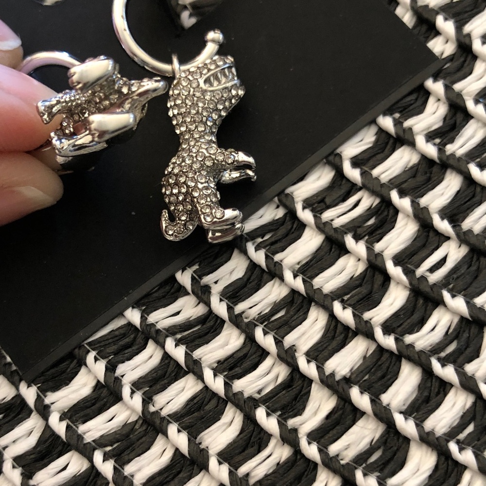 Authentic new Coach Silver Crystal Dinosaur Drop Earrings - Picture 9 of 10
